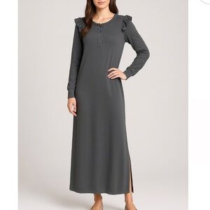 Z Supply Charcoal Ruffle Maxi Dress